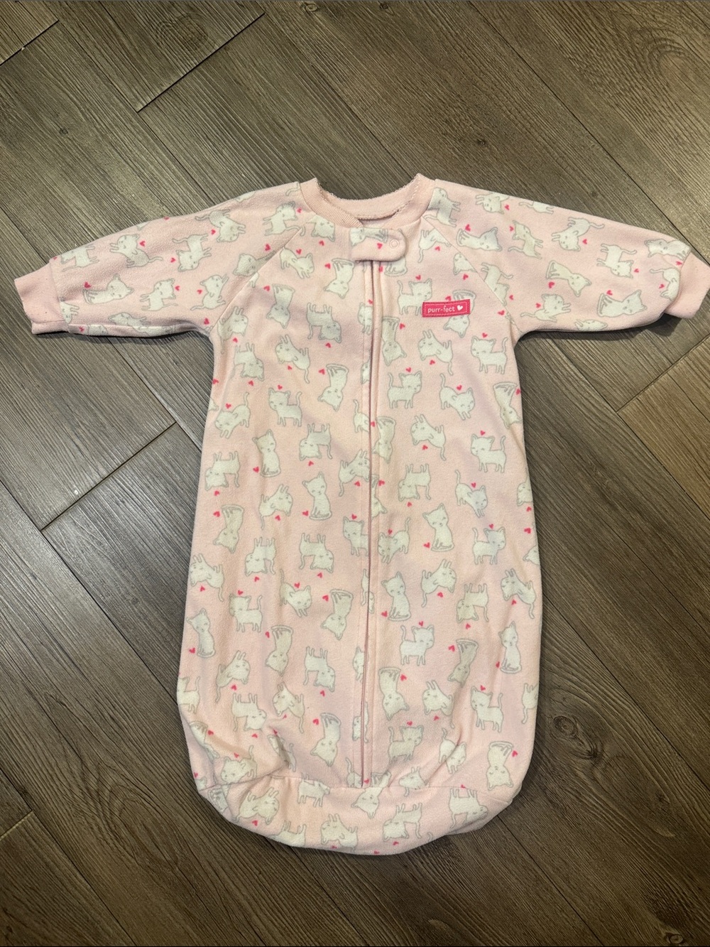 Carter's Baby Girl Pink Kitten Print Sleep Sack with Front Zipper. 0-9m GUC!💕